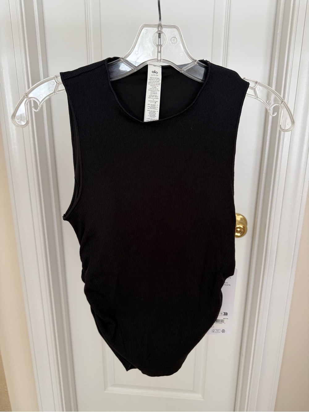 BRAND NEW ALO Yoga Black Ribbed Sleeveless Bodysuit